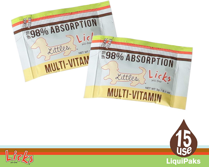 Licks - Little Dog Vitamins and Supplements - Dog Multi-Vitamin Supplements - LiquiPaks - 10 Use