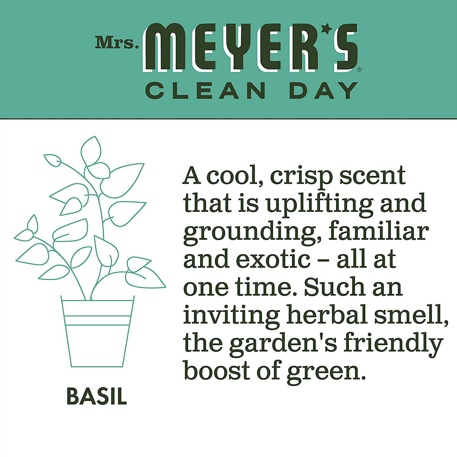 Mrs. Meyer's Clean Day Liquid Hand Soap Refill, Basil, 1 Pack