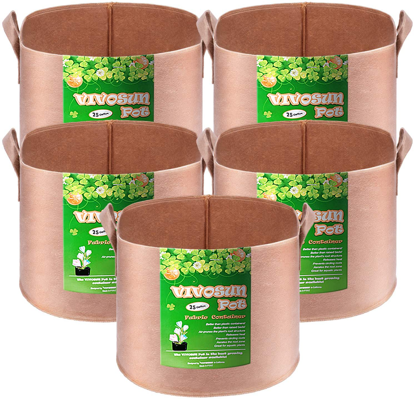 Heavy Duty Thickened Non-woven Fabric Pots Grow Bags with Strap Handles