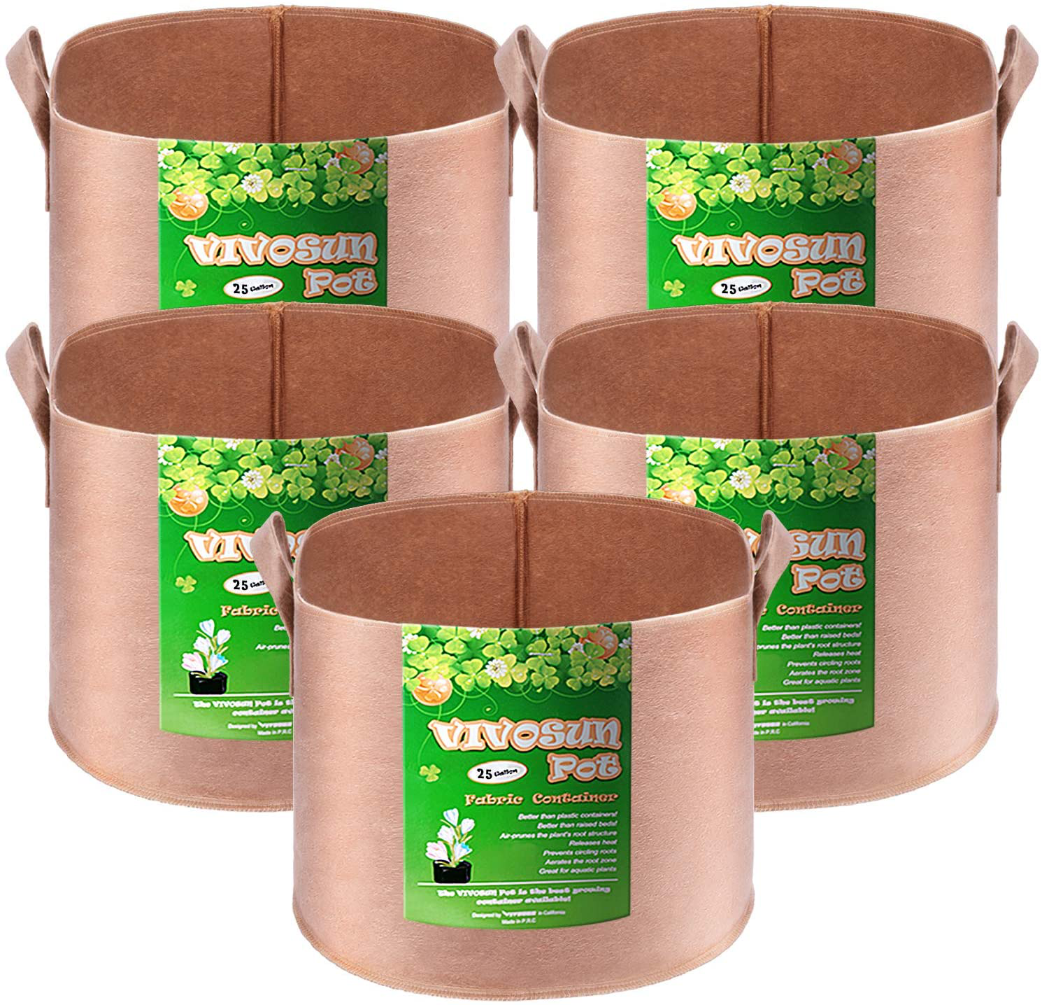 Heavy Duty Thickened Non-woven Fabric Pots Grow Bags with Strap Handles