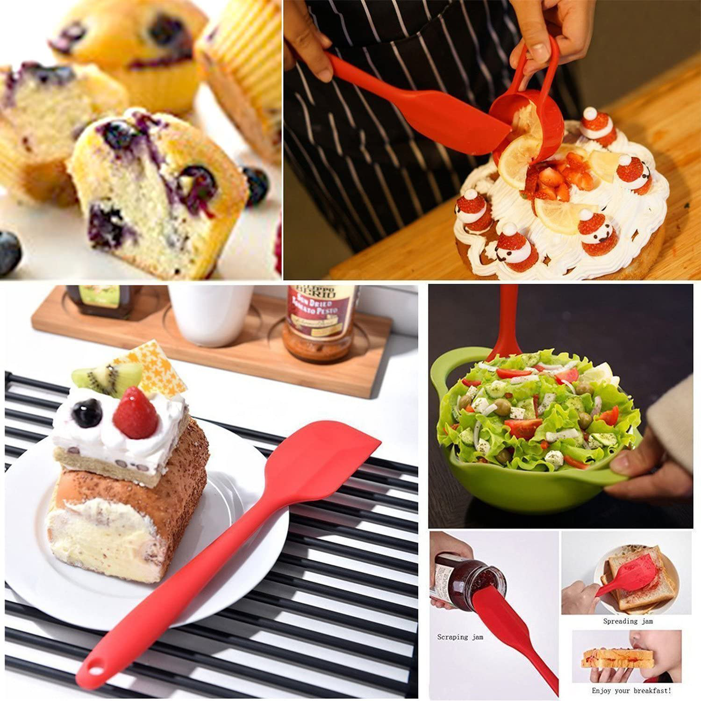 Silicone Spatulas, 11 inch Rubber Spatula Heat Resistant Non-Stick Flexible Scrapers Baking Mixing Tool (4 Piece)