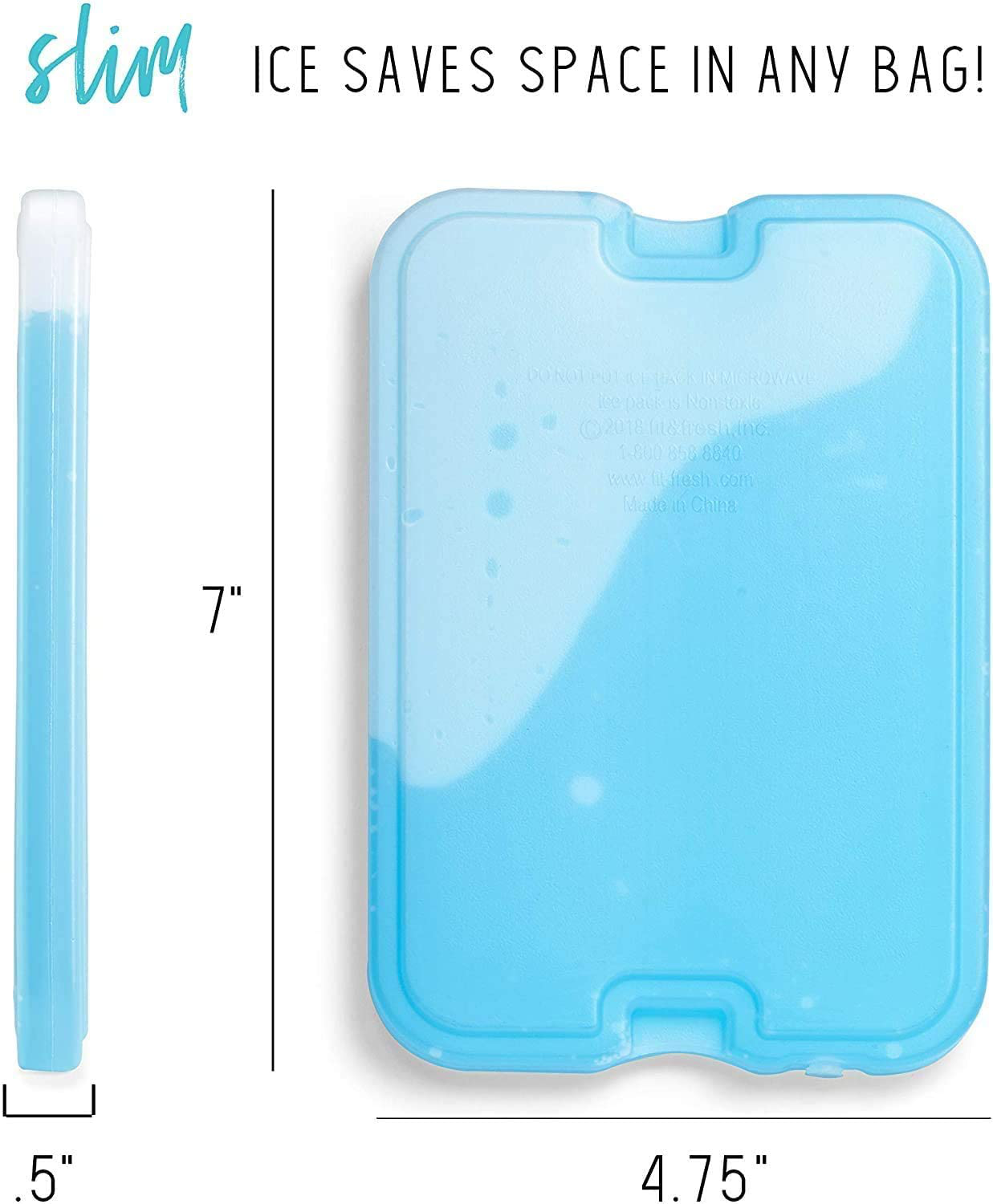 Fit + Fresh XL Cool Coolers Freezer Slim Ice Pack for Lunch Box, Coolers, Beach Bags and Picnic Baskets, Multi-Colored, 4 pack