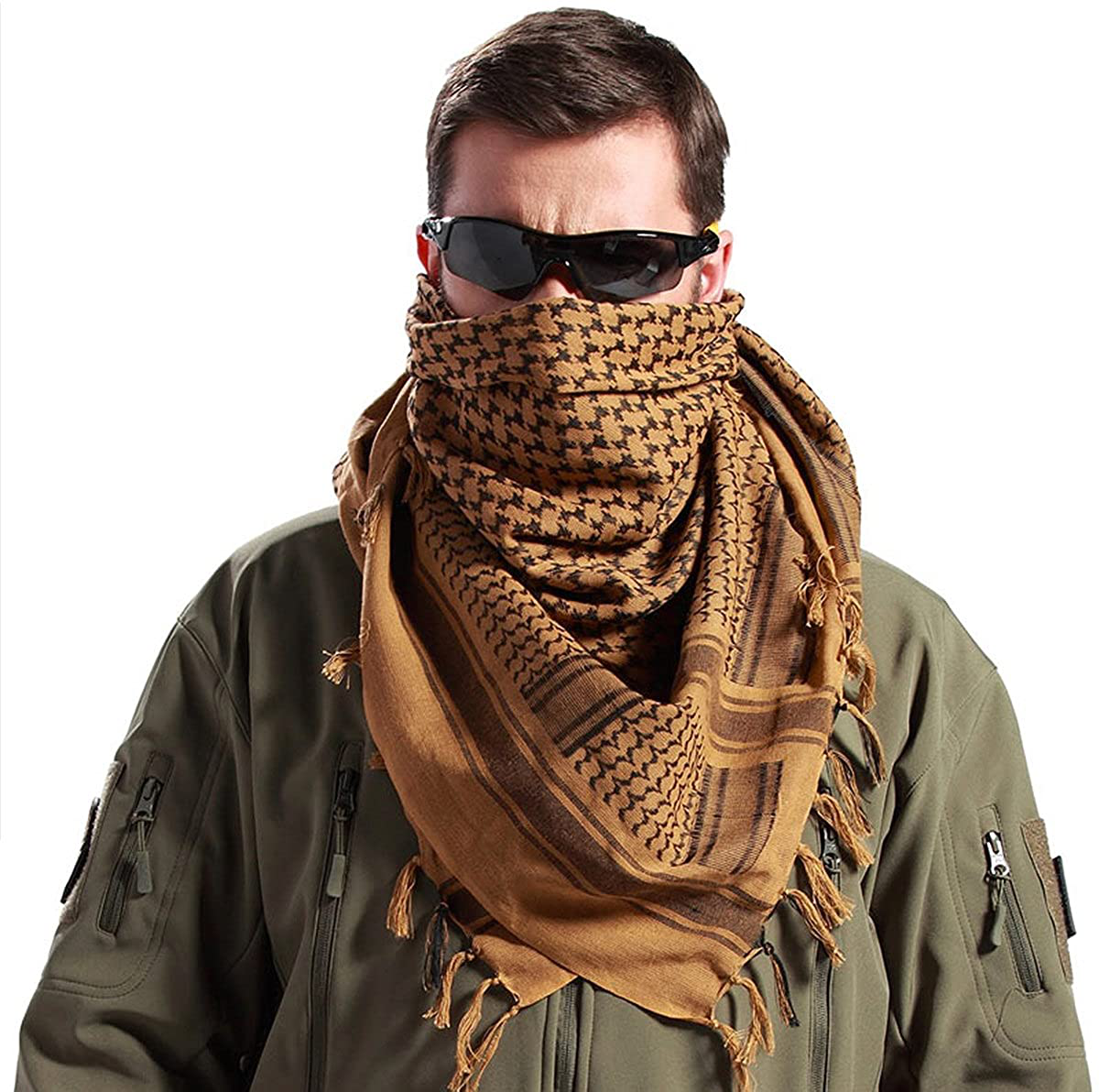 FREE SOLDIER Scarf Military Shemagh Tactical Desert Keffiyeh Head Neck Scarf Arab Wrap with Tassel 43x43 inches