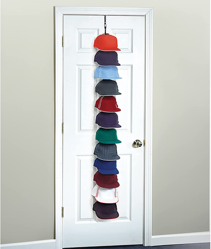 Perfect Curve Cap Rack System - Baseball Cap Organizer (Holds 18 Caps, Black)