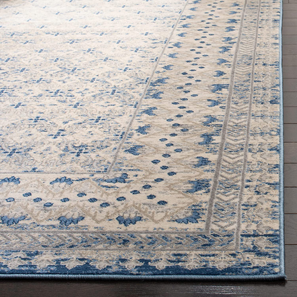 Safavieh Brentwood Collection BNT899G Traditional Oriental Distressed Non-Shedding Stain Resistant Living Room Bedroom Area Rug, 6'7" x 6'7" Square, Light Grey / Blue