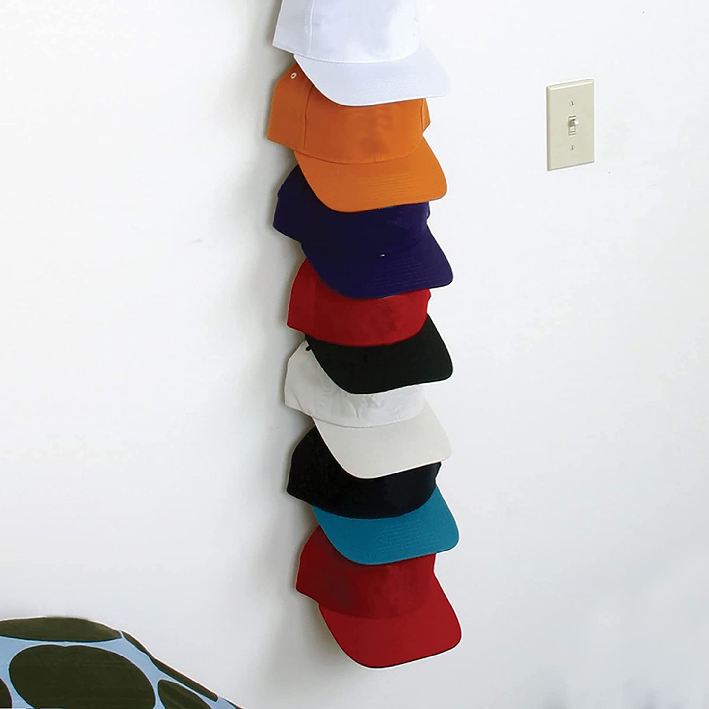 Perfect Curve Cap Rack System - Baseball Cap Organizer (Holds 18 Caps, Black)