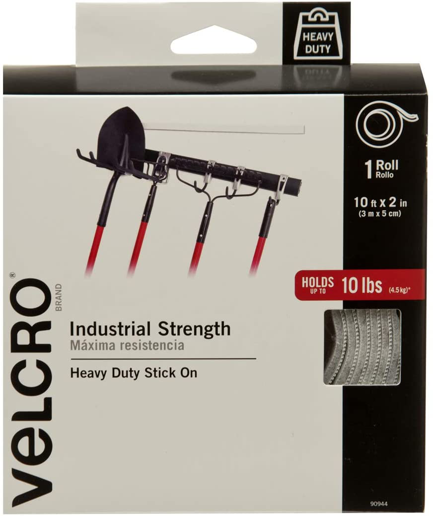 VELCRO Brand - Industrial Strength | Indoor & Outdoor Use | Superior Holding Power on Smooth Surfaces | Size 10ft x 2in | Tape, White - Pack of 1