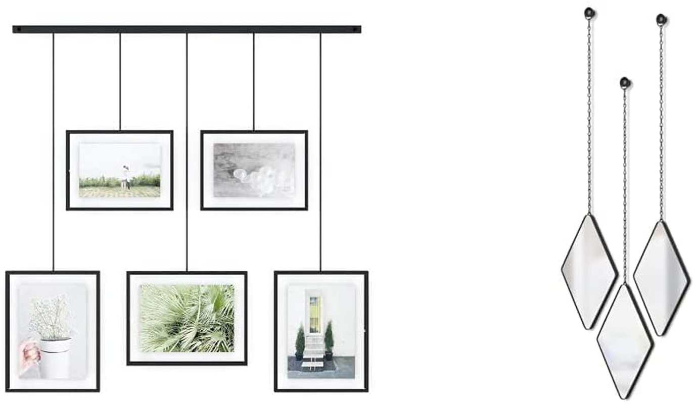 Umbra Exhibit Picture Frame Gallery Set Adjustable Collage Display for 5 Photos, Prints, Artwork & More (Holds Two 4 x 6 inch and Three 5 x 7 inch Images), 5 Opening, Black Legacy