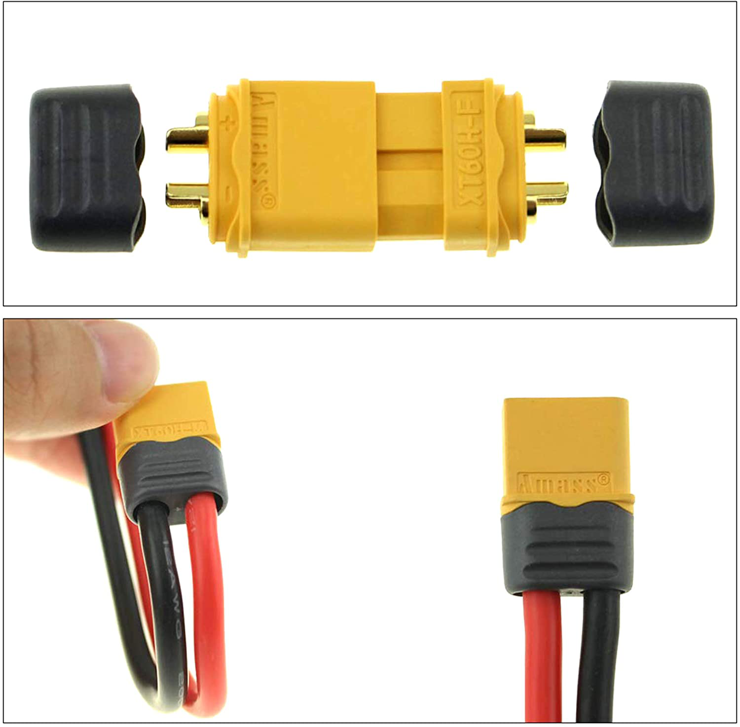 Amass 20 Pair XT60H Bullet Connector Plug Upgrated of XT60 Sheath Female & Male Gold Plated for RC Parts … … …