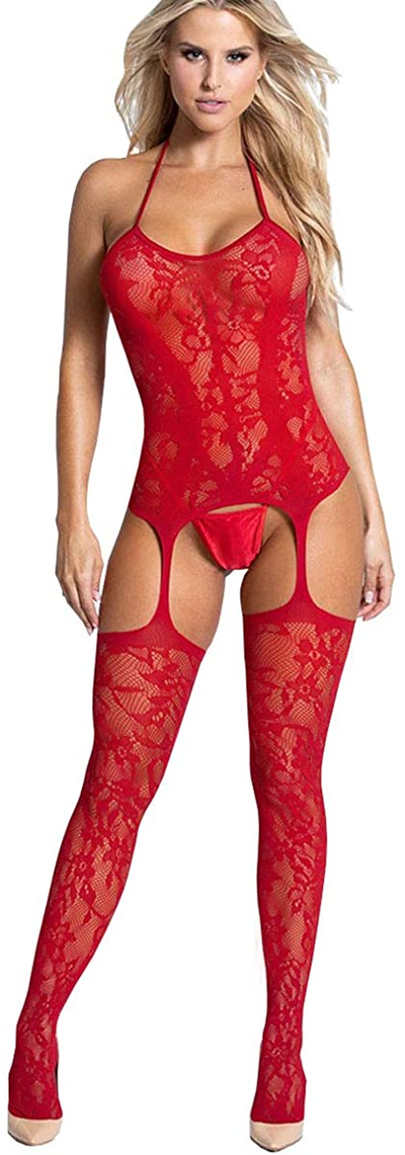Women's Fishnet Bodystocking Crotchless Bodysuit 