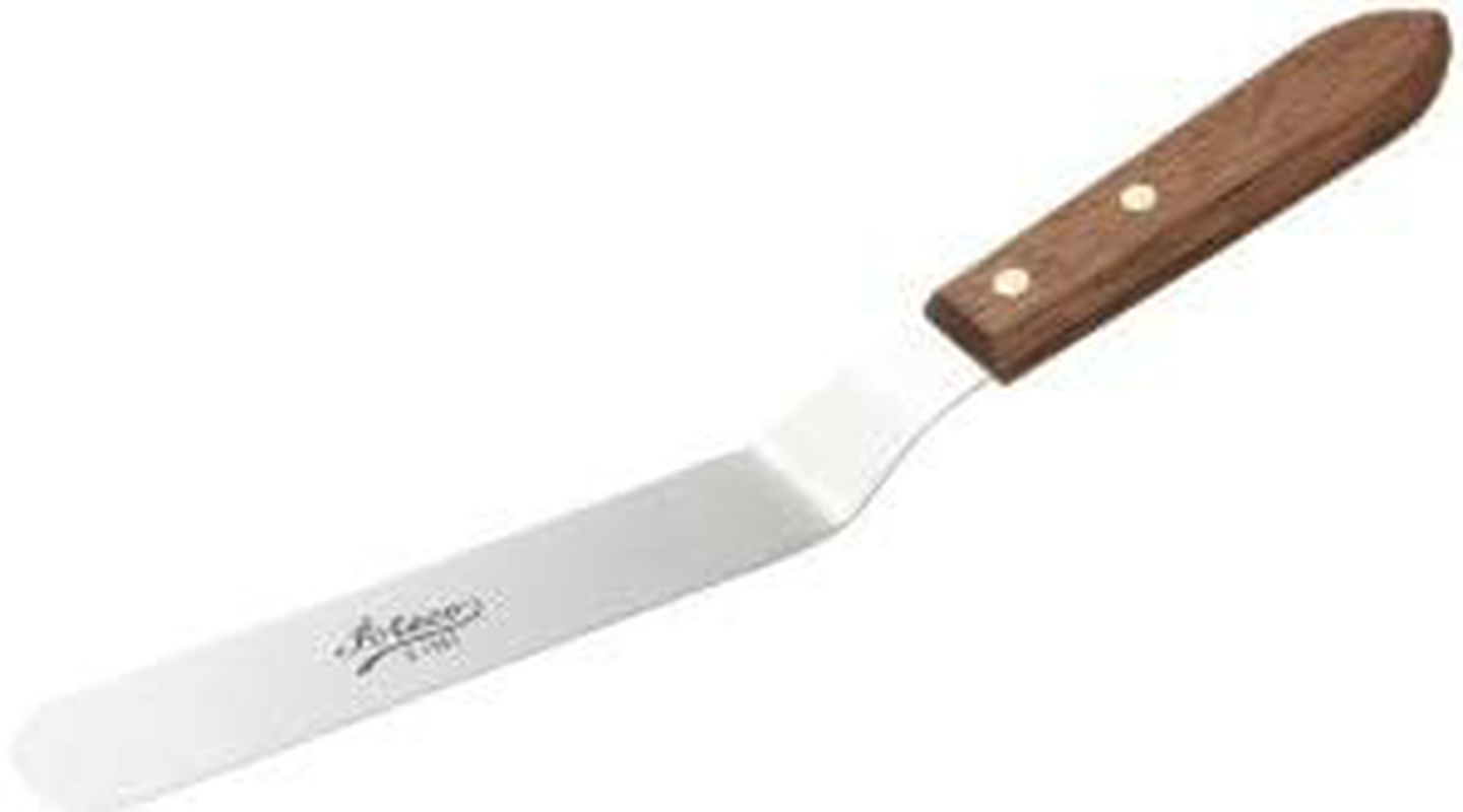 Ateco 1385 Offset Spatula with 4.5-Inch Stainless Steel Blade, Wood Handle, 4.5 Inch, natural