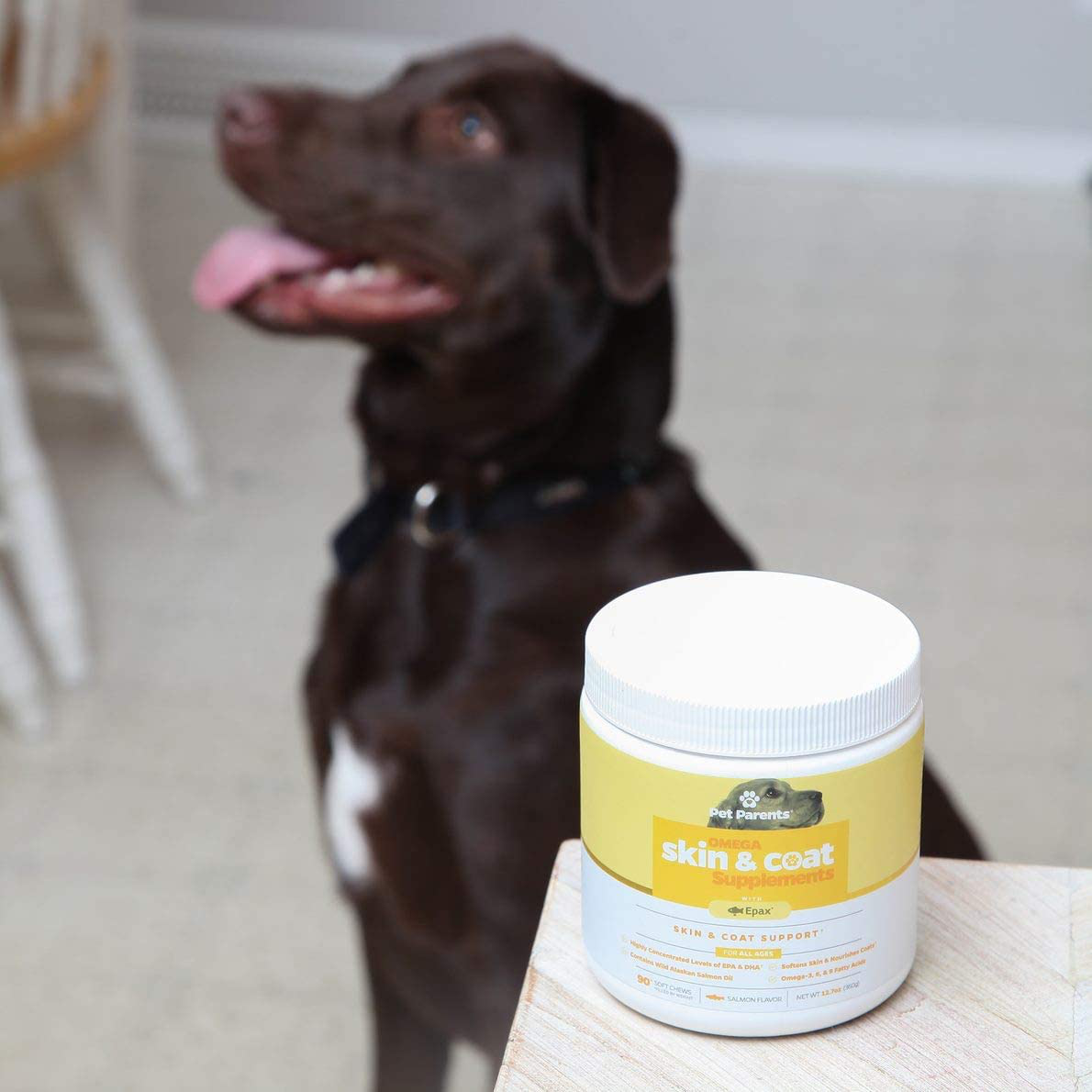 Pet Parents USA Omega 3 for Dogs 4g 90c - Dog Skin Care & Fur Vitamins for Dogs, Skin Supplement for Dogs, Omega Dog Treats, EPA & Dog DHA, Anti Itch Dog, Dog Itch Relief, Epax + Salmon Oil for Dogs