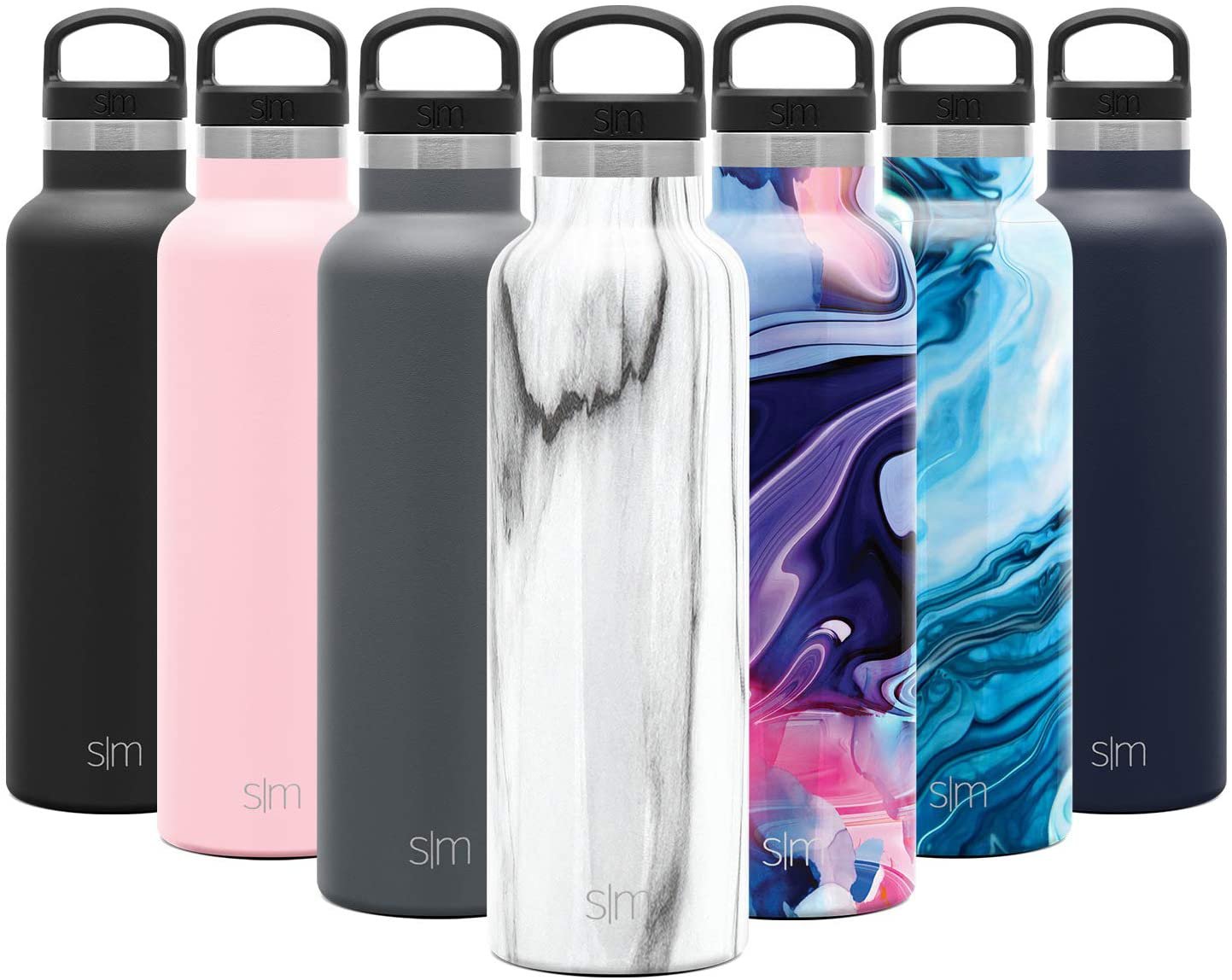 Simple Modern Insulated Water Bottle with Handle Lid Reusable Ascent Narrow Mouth Stainless Steel Thermos Flask, 20oz Handle Lid, Ombre: Sweet Taffy