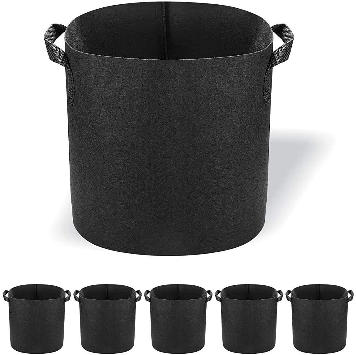 5 Pack Grow Bags Heavy Duty Thickened Non-Woven Aeration Fabric Pots with Strap Handles