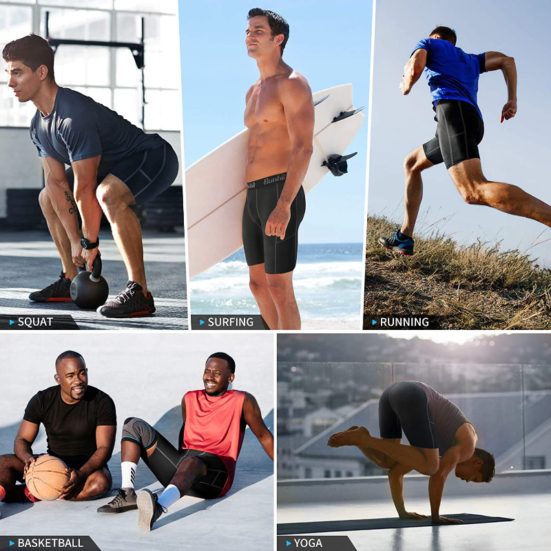 3 Pack Men's Spandex Compression Athletic Shorts With Side Pocket