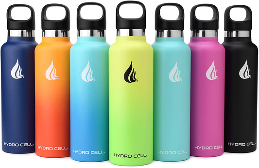 Hydro Cell Stainless Steel Water Bottle with Straw & Standard Mouth Lids (32oz 24oz 20oz 16oz) - Keeps Liquids Hot or Cold with Double Wall Vacuum Insulated Sweat Proof Sport Design (Red 32oz)