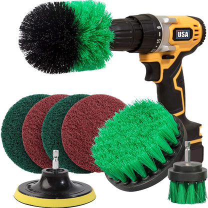 8 Piece Drill Brush And Scouring Pad Attachment Set 