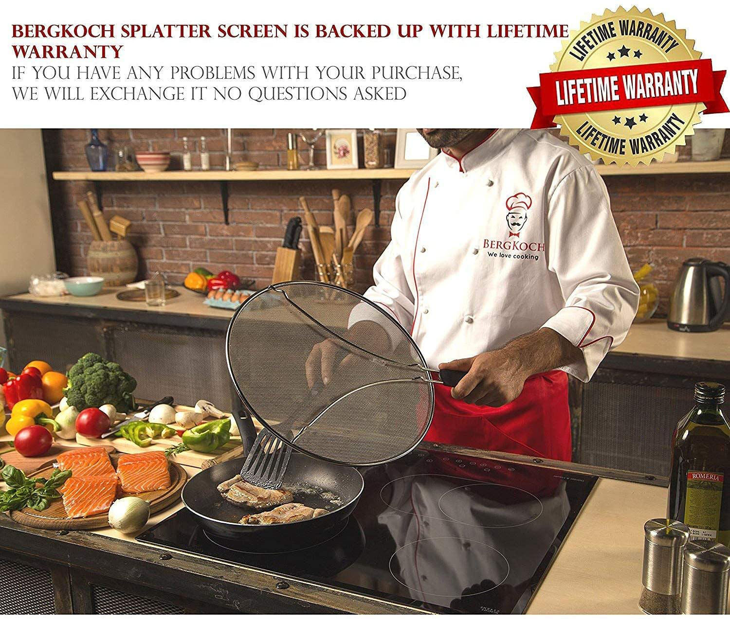 Grease Splatter Screen for Frying Pan 13" - Stops 99% of Hot Oil Splash - Protects Skin from Burns - Splatter Guard for Cooking - Iron Skillet Lid Keeps Kitchen Clean - Stainless Steel