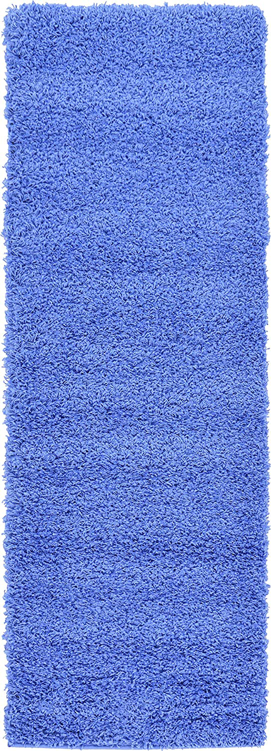 Unique Loom Solo Solid Shag Collection Area Modern Plush Rug Lush & Soft, 2' 2" x 6' 5", Periwinkle Blue
