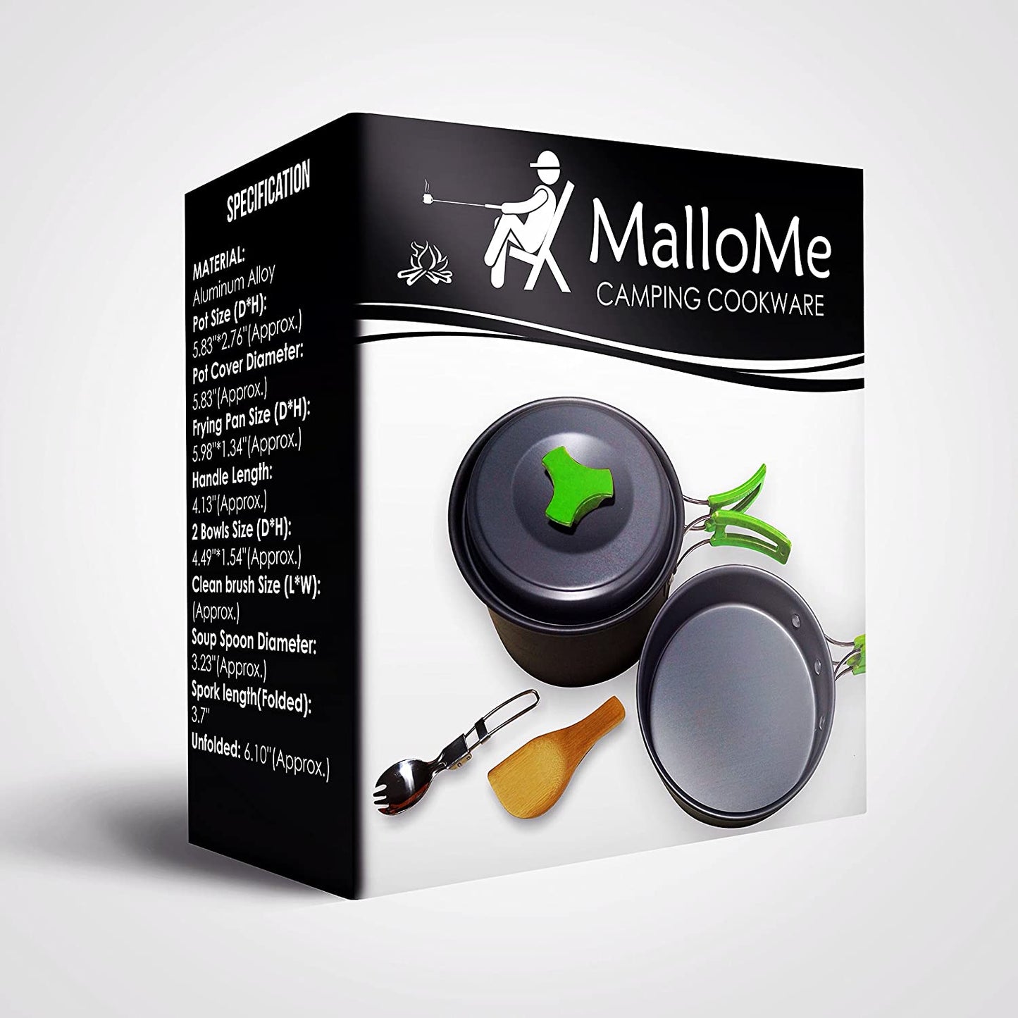 MalloMe Camping Cookware Mess Kit Gear – Camp Accessories Equipment Pots and Pans Set