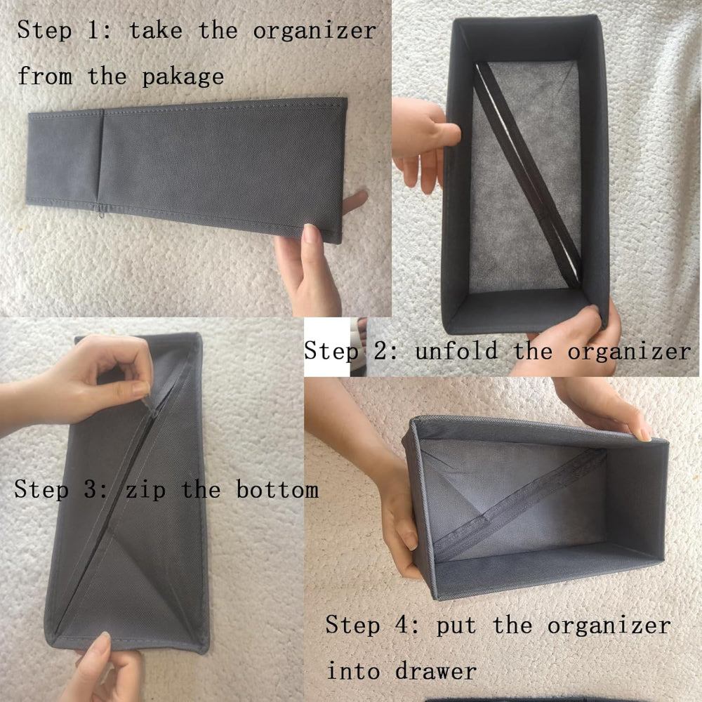 4-Pack Drawer Organizer Bins – Foldable Fabric Dividers for Socks Underwear Storage