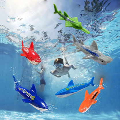 6-Piece Diving Pool Toy Set – Shark Dive Toys for Kids – Hammerhead & Sawshark Sinking Figures – Underwater Play & Pool Fun
