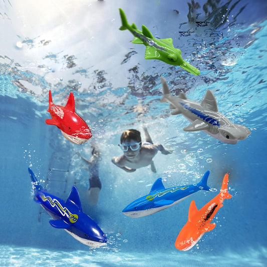 6-Piece Diving Pool Toy Set – Shark Dive Toys for Kids – Hammerhead & Sawshark Sinking Figures – Underwater Play & Pool Fun