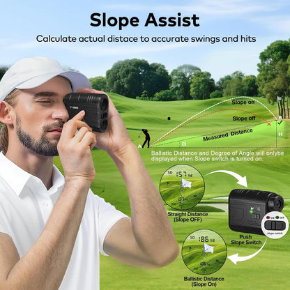 1200-Yard Golf Rangefinder with Slope – 7X Magnification, Rechargeable Lightweight Range Finder with Flag Lock Vibration & Legal Mode Switch