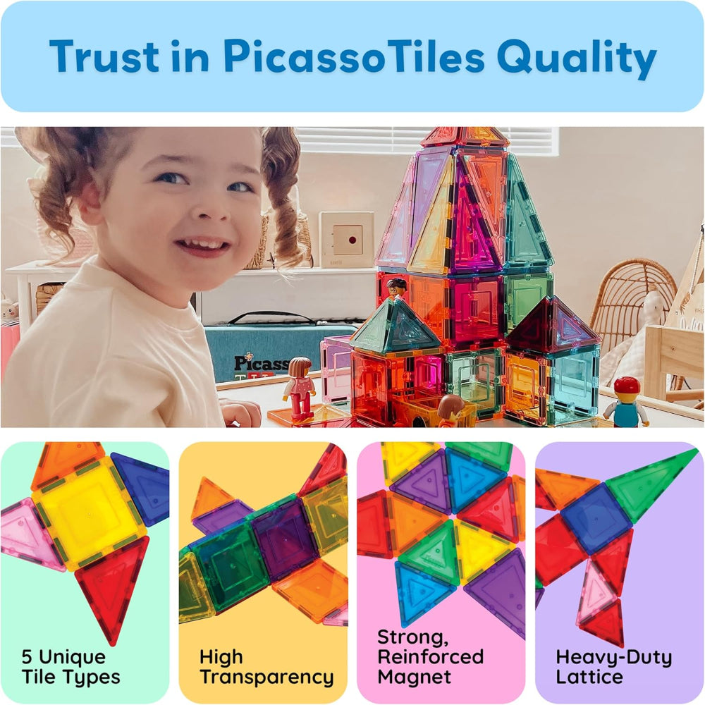 60-Piece Magnetic Building Tiles Set – 3D Construction Blocks – Creative & Educational Play Use – Clear Magnetic Design – STEM Learning Toy
