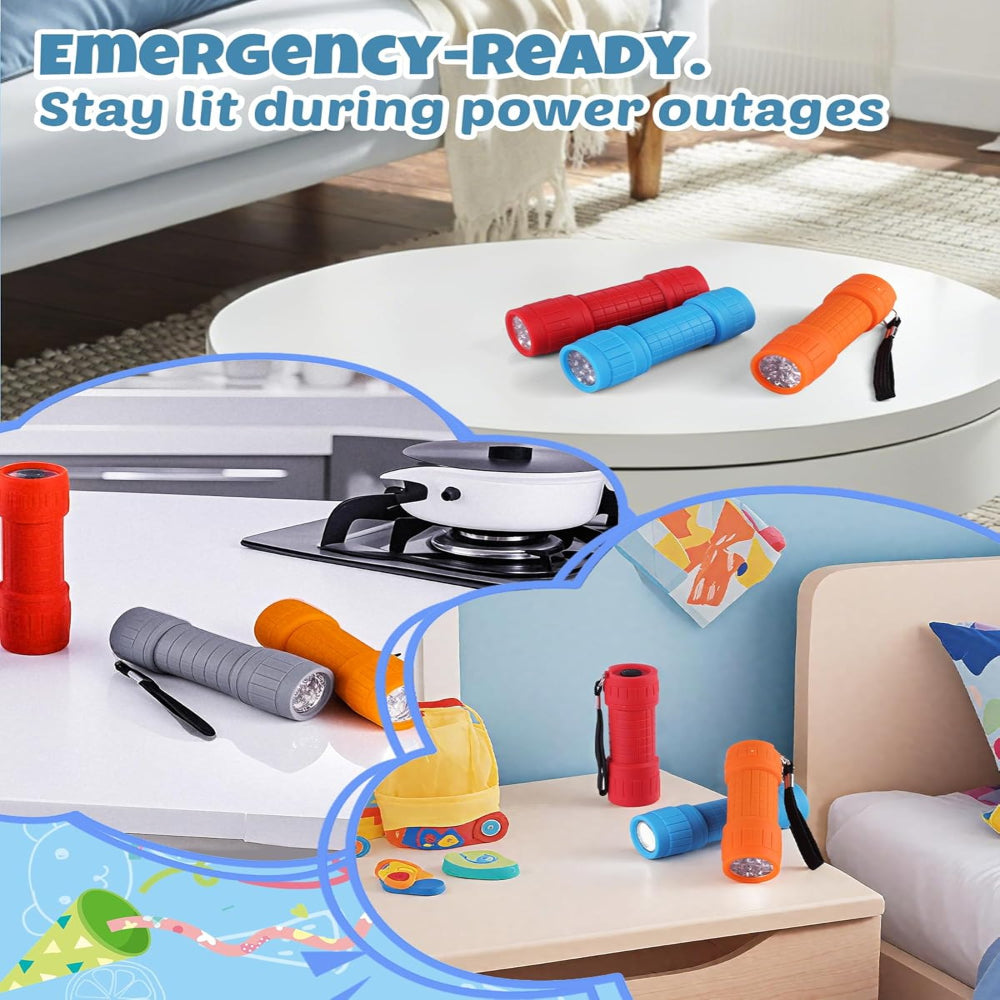 6-Pack LED Flashlights – Handheld Camping & Emergency Torch Lights with Lanyard Battery Included