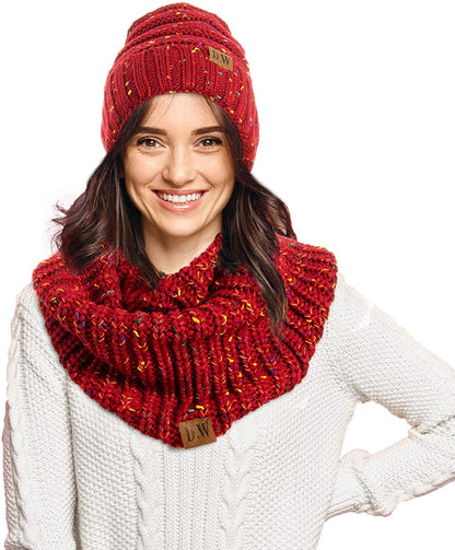 Debra Weitzner Womens Winter Slouchy Beanie Hat and Infinity Scarf Set - Knit Ski Skull Cap and Loop Scarf for Women