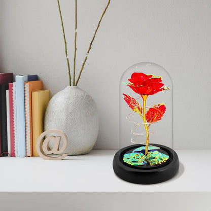 Light-Up Rose in Glass Dome – Gift for Her, Mom, Wife, Grandma, Colorful Rainbow Flowers