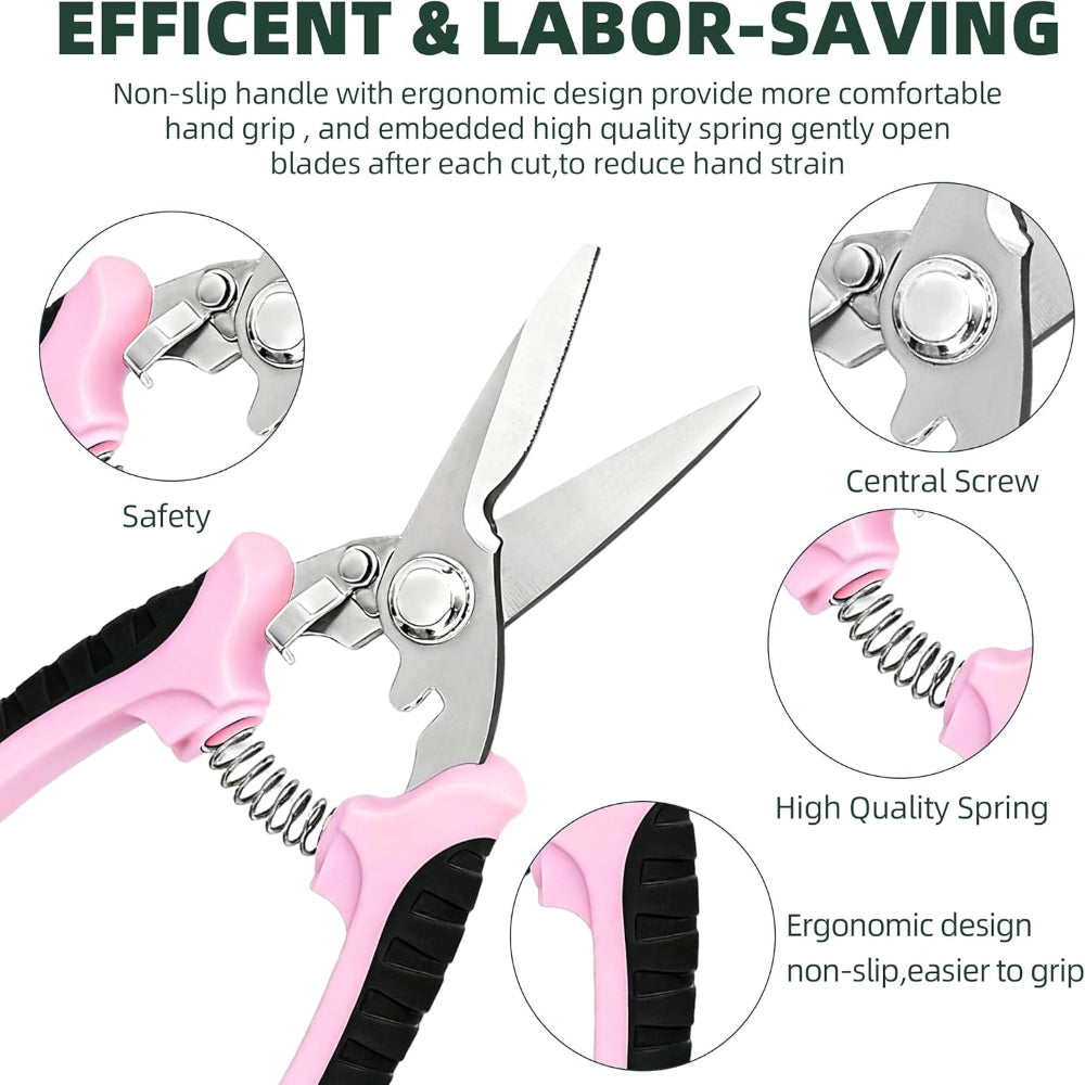 3-Pack Garden Pruning Shears – Stainless Steel Gardening Shears, Scissors, Clippers & Snips for Yard and Garden