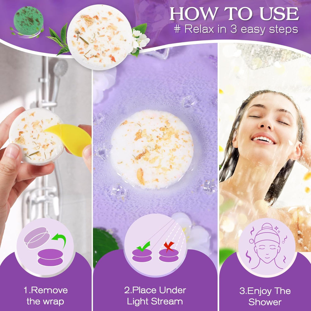12-Pack Shower Steamers – Aromatherapy Spa Use – Stress Relief & Relaxation Tablets – Home Shower Self-Care Gift Set