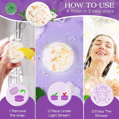12-Pack Shower Steamers – Aromatherapy Spa Use – Stress Relief & Relaxation Tablets – Home Shower Self-Care Gift Set