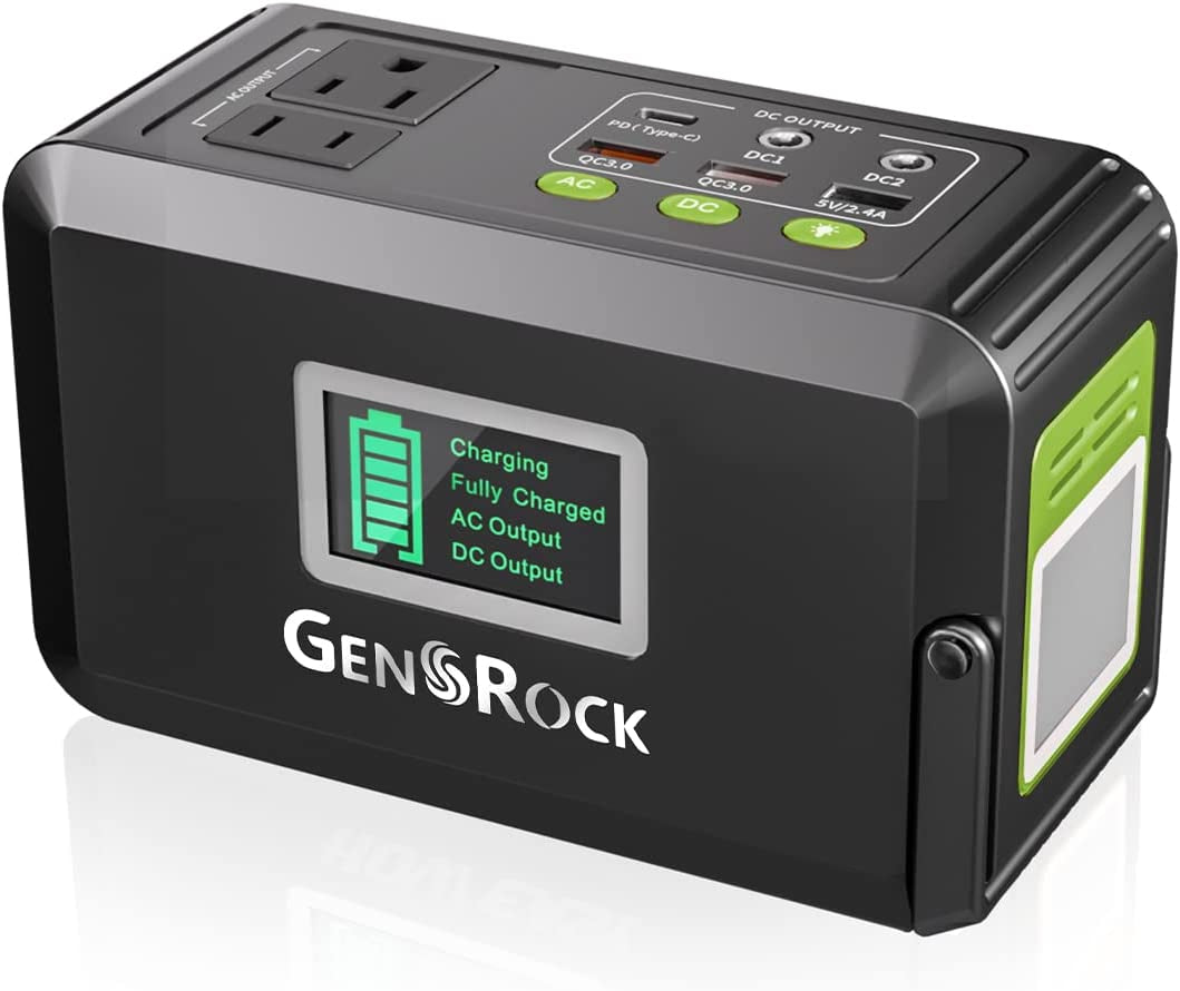 120W Portable Power Station, Lithium Battery Power with 110V/120W, AC Outlet, QC 3.0, Type-C, LED Flashlight