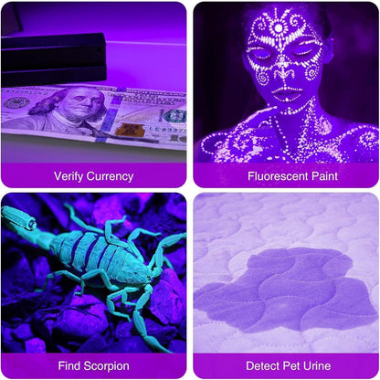 4-Pack UV Blacklight Flashlights – 395nm LED Detection Use – Pet Urine, Bed Bugs & Stain Finder – Mini Portable Handheld Design