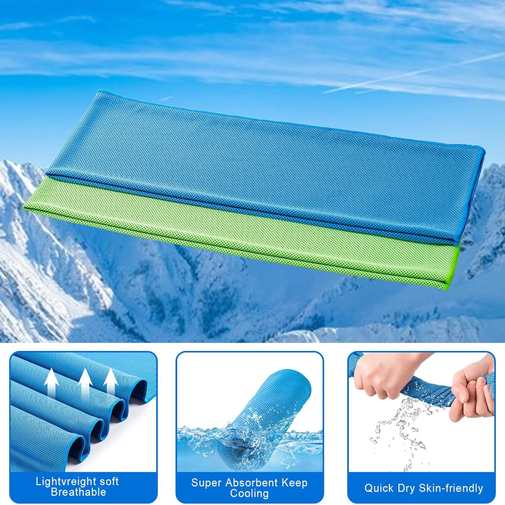 4-Pack Cooling Towels – 40x12 Inch Microfiber Chill Towels for Sports Workout Gym Use