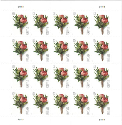 USPS Celebration Boutonniere 2017 Forever Stamps - Sheet of 20 Postage Stamps
