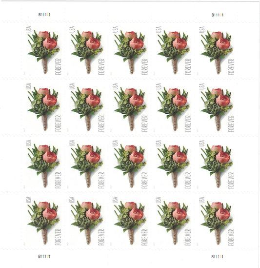 USPS Celebration Boutonniere 2017 Forever Stamps - Sheet of 20 Postage Stamps