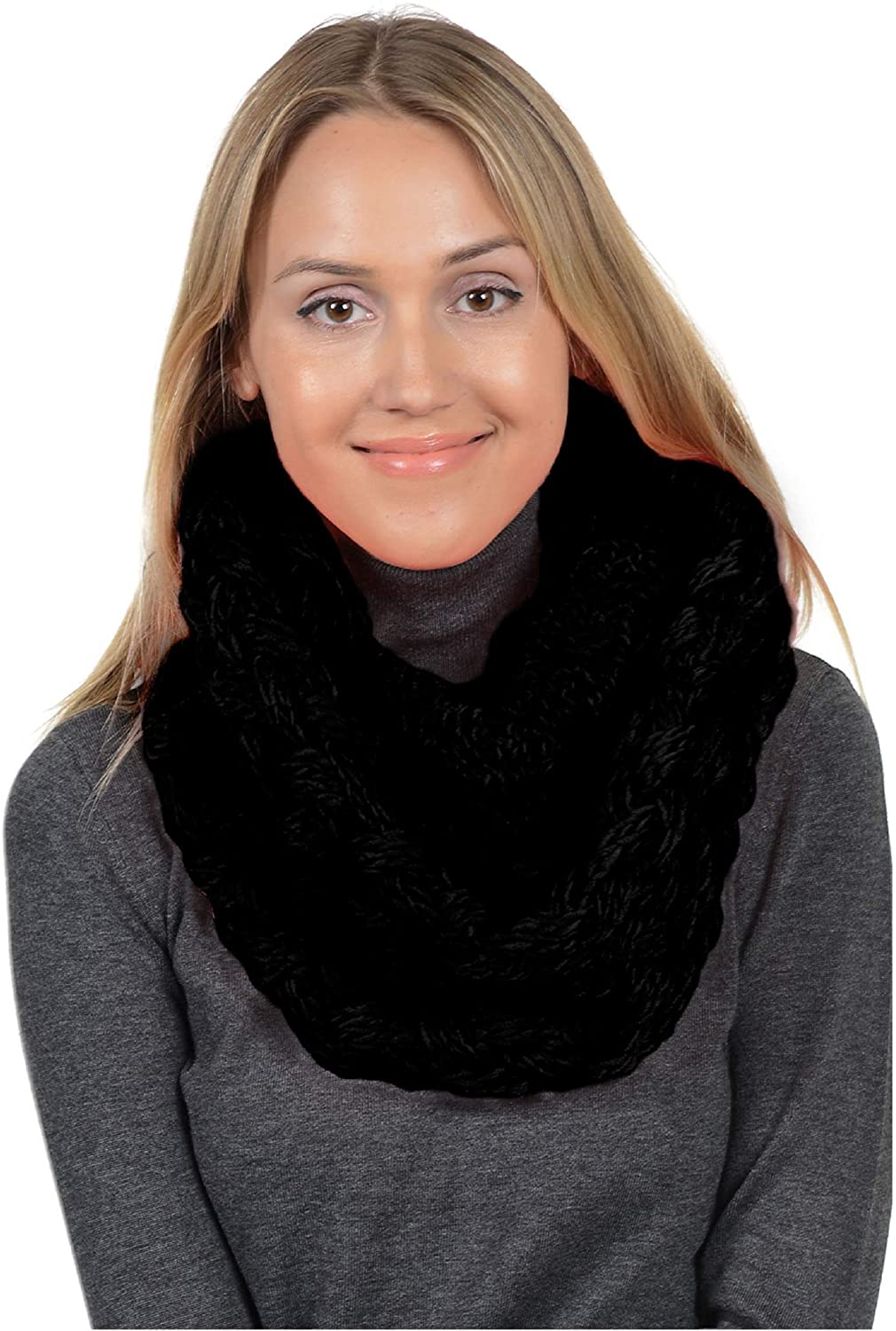 Basico Infinity Scarf | Winter Crochet Knit Scarf in One Size
