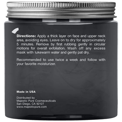 MAJESTIC PURE Dead Sea Mud Mask - Natural Face and Skin Care for Women and Men - Best Black Facial Cleansing Clay for Blackhead, Whitehead, Acne and Pores - 8.8 fl. Oz