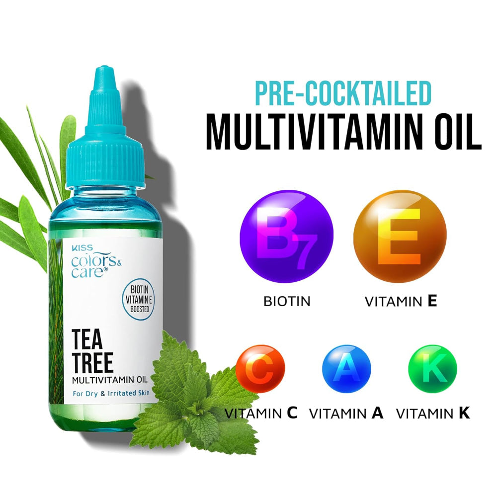 2.5 fl oz Tea Tree Multivitamin Oil – Hair & Skin Treatment – Topical Use – Vitamin E & Biotin Formula