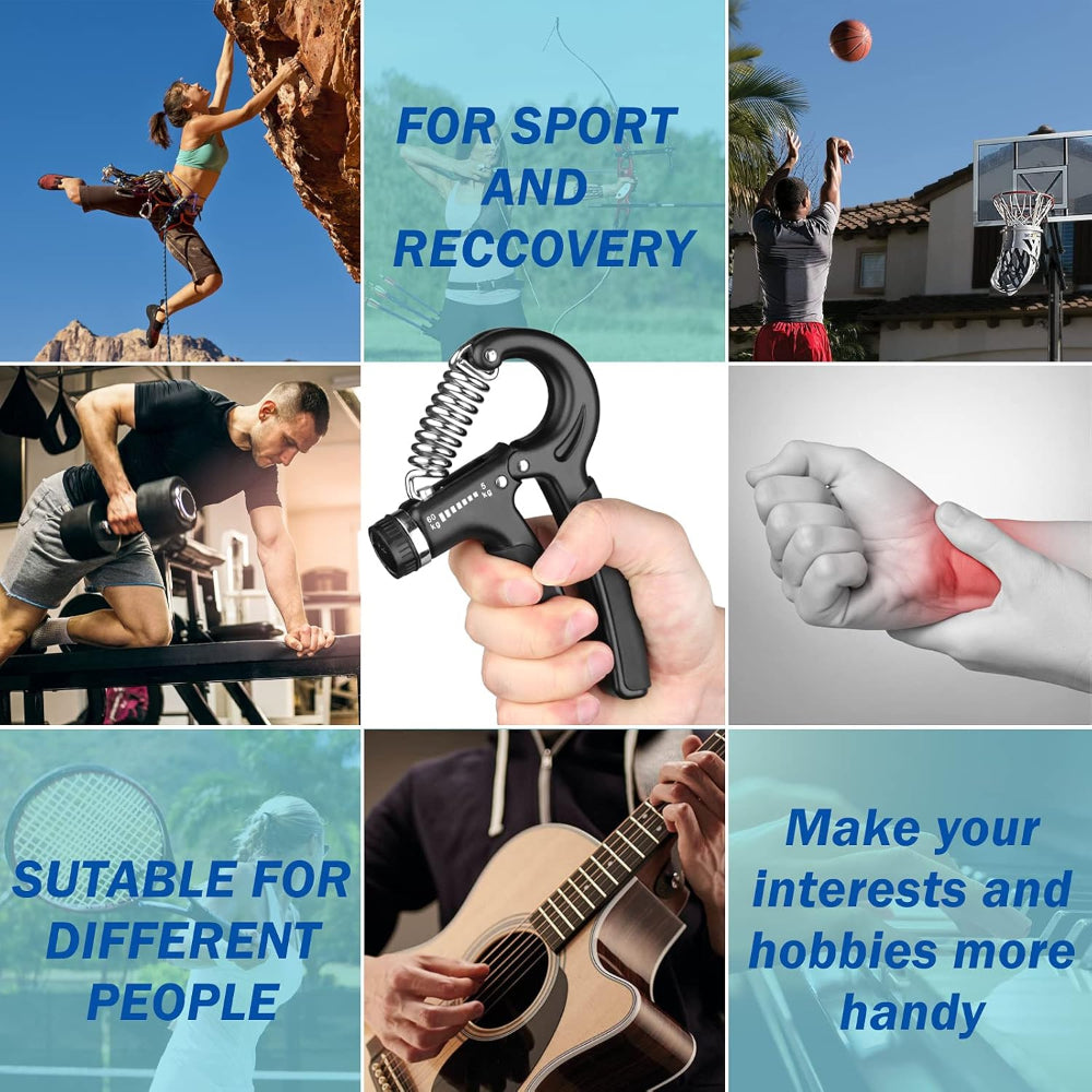 Hand Grip Strength Trainer – Adjustable Resistance – Forearm & Hand Exerciser for Muscle Building and Injury Recovery