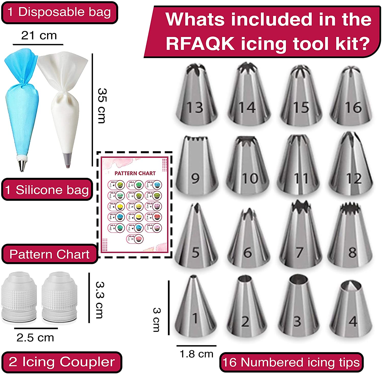 30 or 74 Piece Piping Bags and Tips Set for Frosting