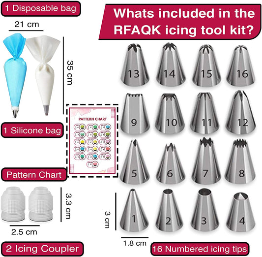 30 or 74 Piece Piping Bags and Tips Set for Frosting