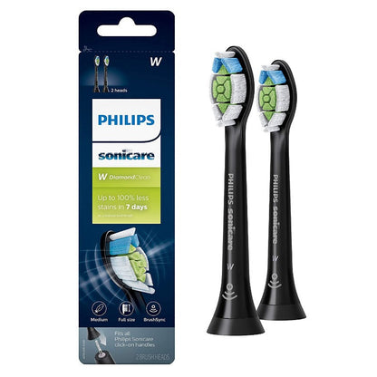 2 Pack Diamond Clean Replacement Toothbrush Heads Compatible With Philips Sonicare