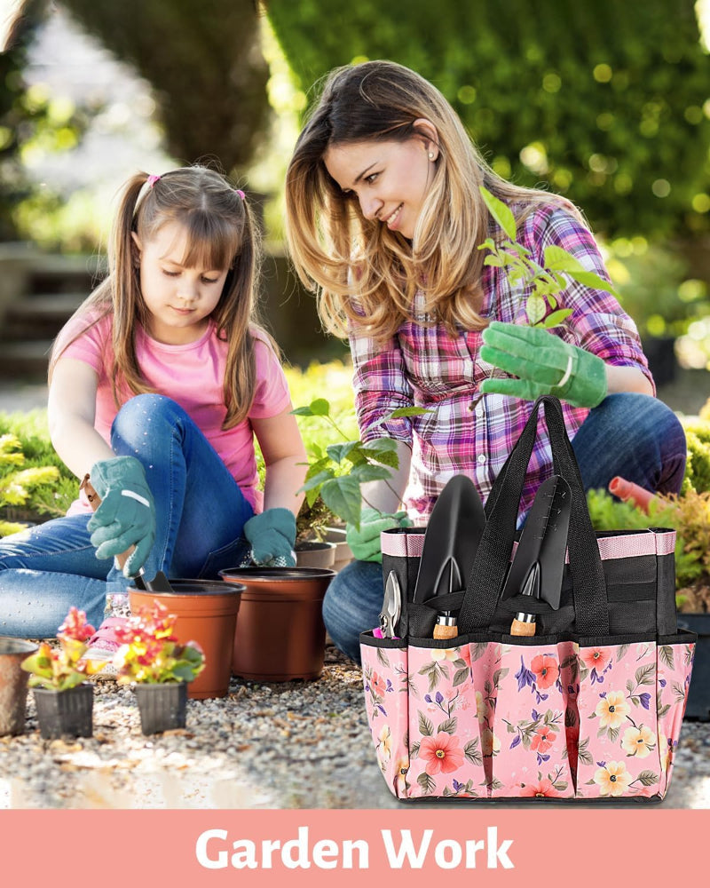 5-Piece Women’s Pink Gardening Tool Set – Floral Garden Bag & Hand Tools, Gift for Wife
