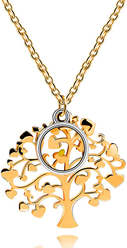 Women's Stainless Steel Tree Of Life Pendant Necklace