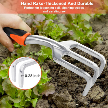 3-Pack Heavy Duty Garden Tools Set – Shovel, Transplant Trowel & Hand Rake with Ergonomic Handles, Aluminum Alloy for Lawn & Planting